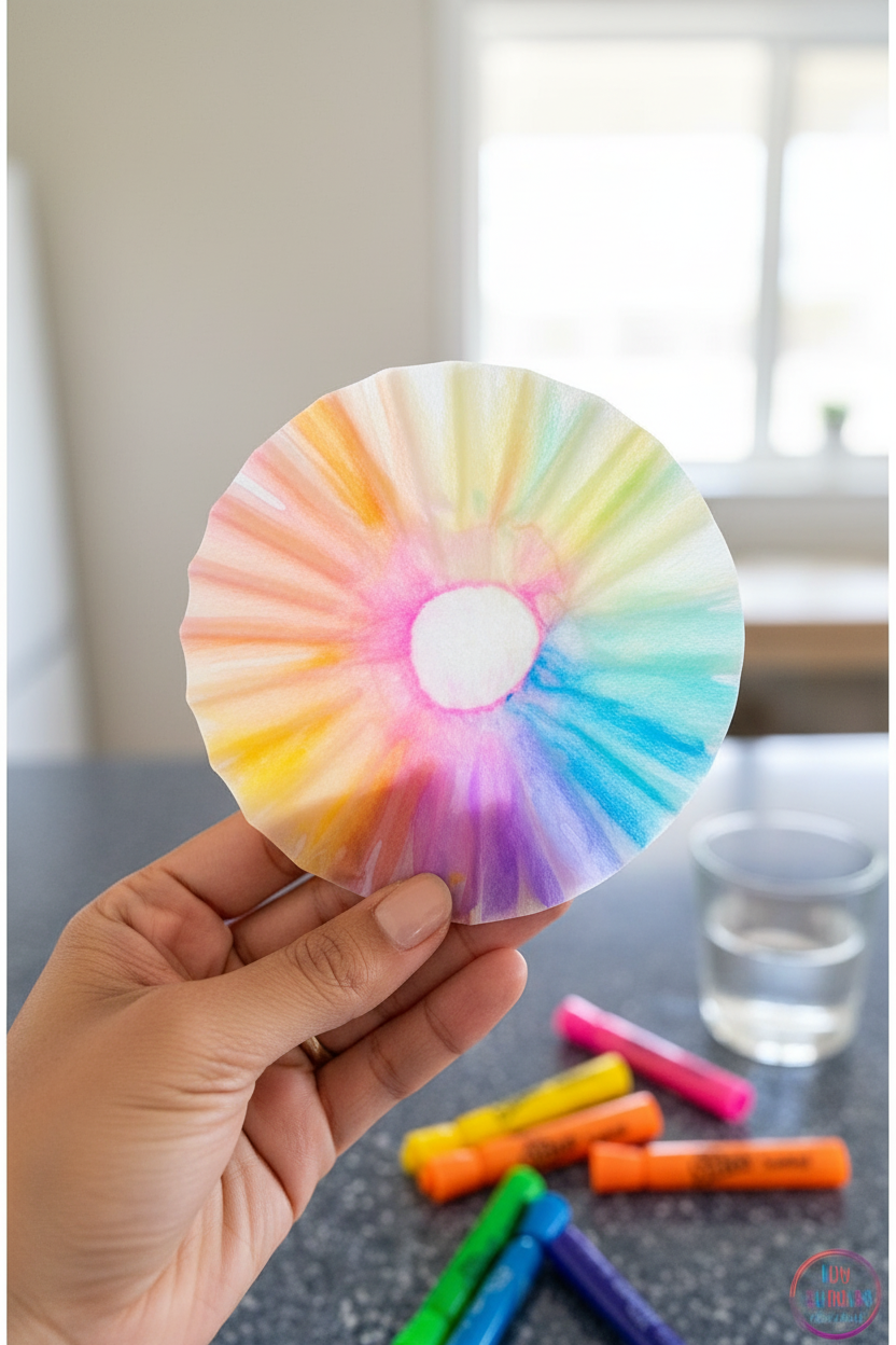 Coffee Filter Marker Chromatography Art held in hand