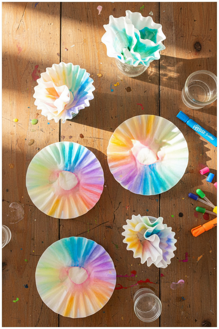 Multiple Coffee Filter Marker Chromatography Art crafts from above