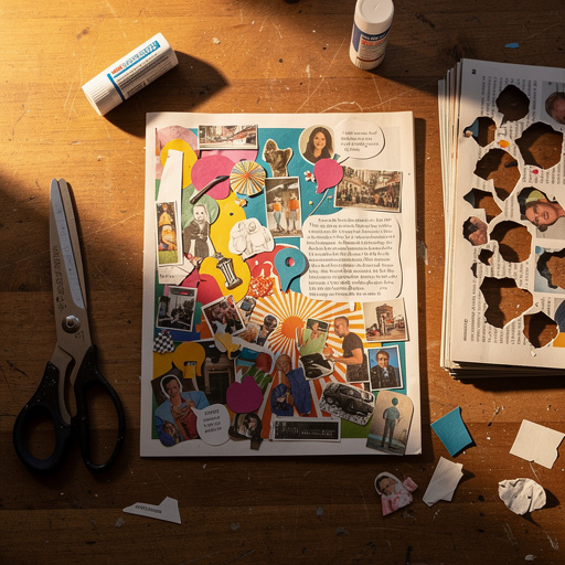 Multiple Magazine Scrap Story Collage crafts from above