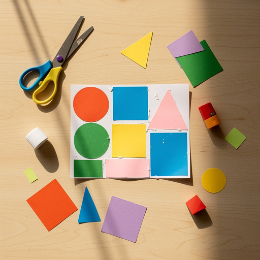 Multiple Preschool Shape Collage Fun crafts from above