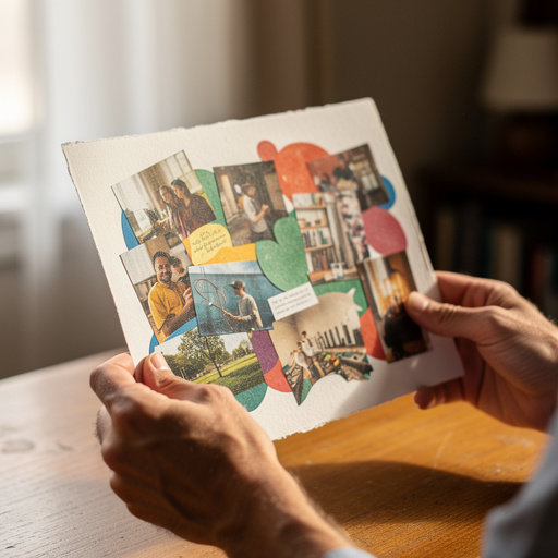 Magazine Picture Story Collage held in hand