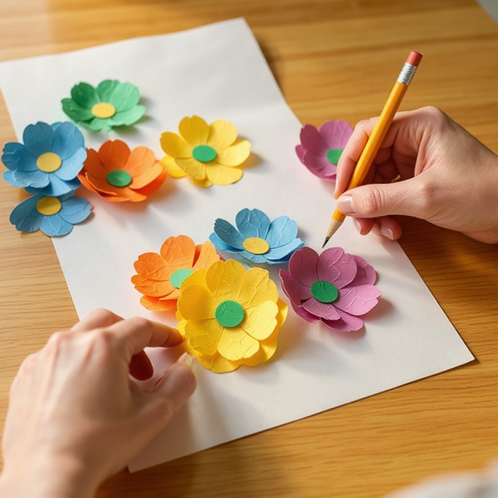 Step 1: Choose your main flower color and draw 5-7 petal shapes on a piece of constructi