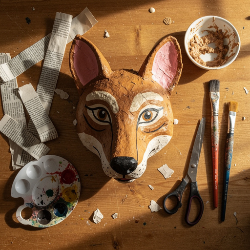 Multiple Paper Mache Animal Masks crafts from above