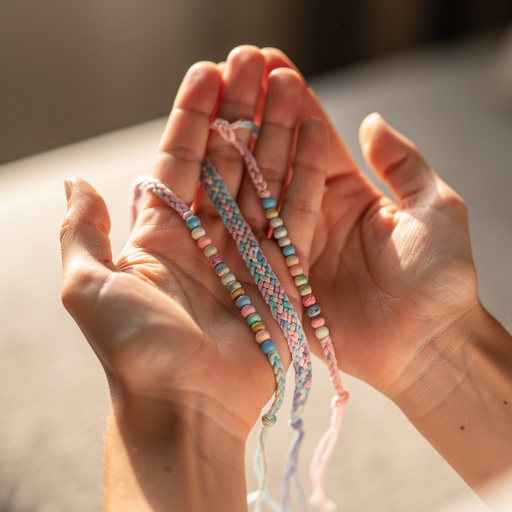 DIY Friendship Bracelets with Beads held in hand
