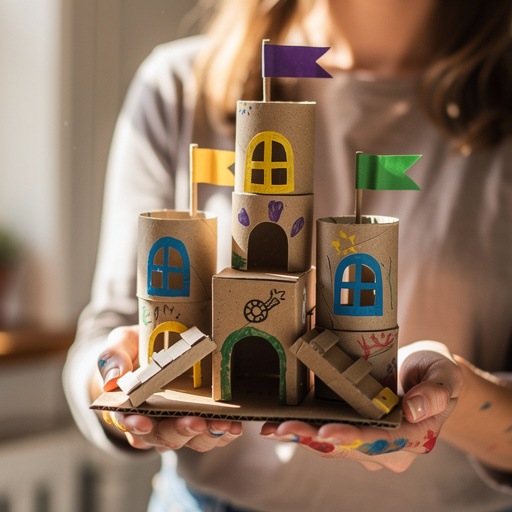 Cardboard Tube Critter Castles held in hand