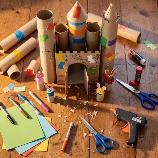 Multiple Cardboard Tube Critter Castles crafts from above