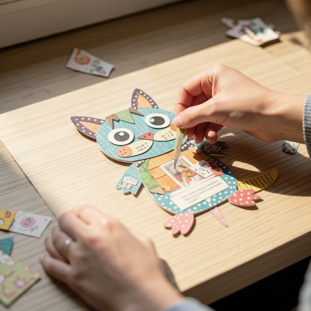 Step 5: Arrange your cut-out pieces on the cardstock without gluing them down. Experimen