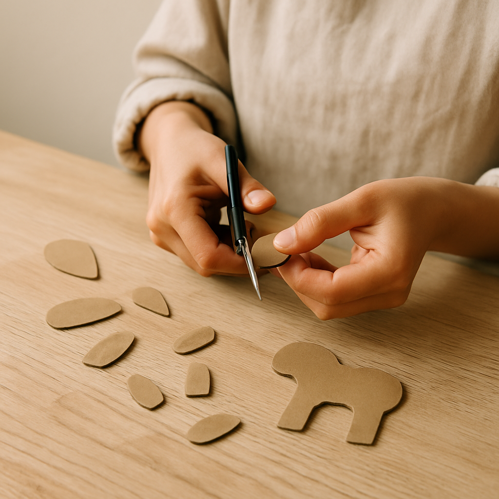 Step 7: Add primary features: Cut smaller shapes for features like legs, wings, or windo