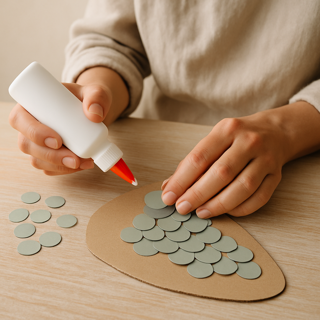 Step 9: Incorporate layering for texture: Glue smaller shapes on top of larger ones to c