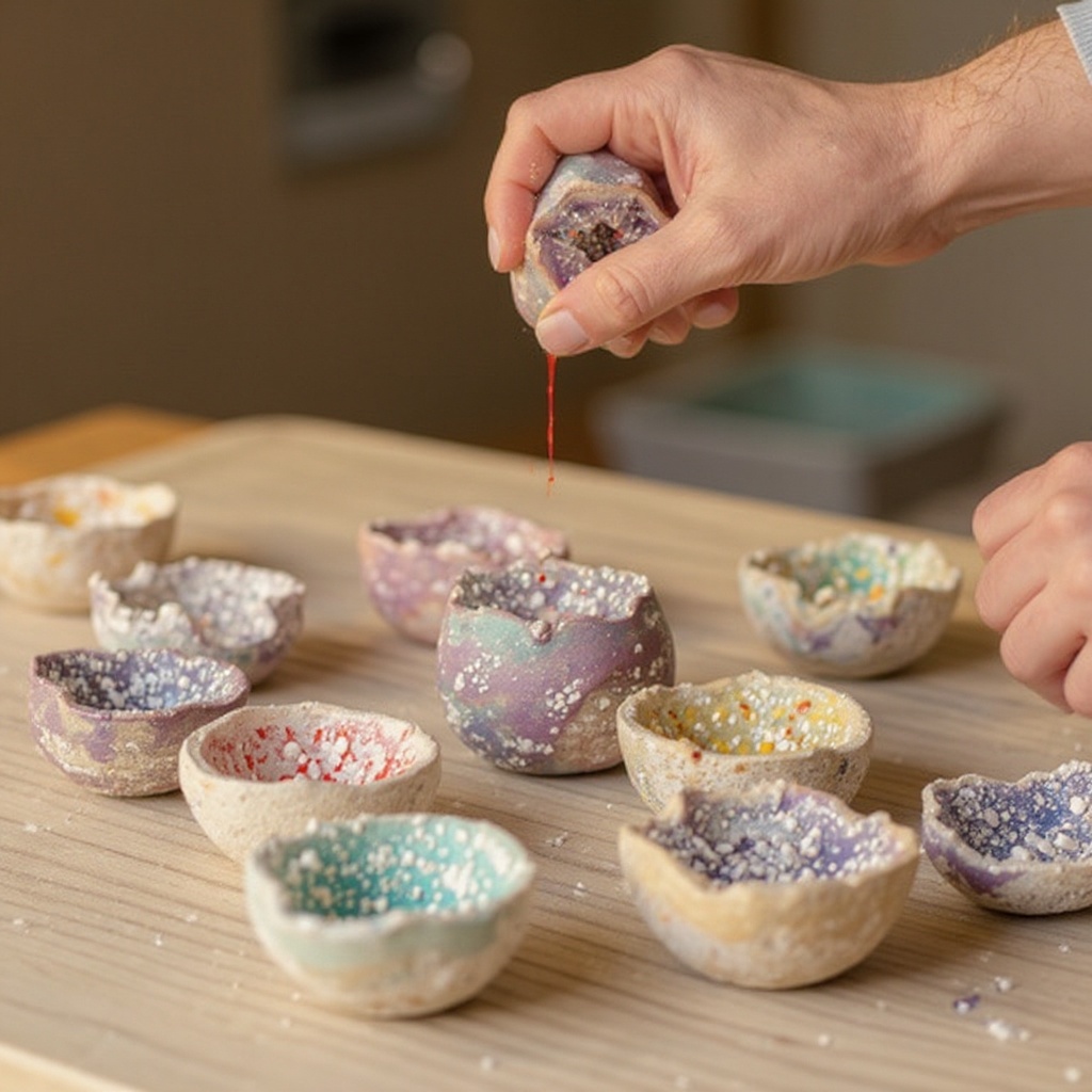 Step 6: Add a few drops of food coloring to each bowl and stir until the color is evenly
