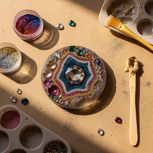 Multiple Sparkling Geode Gems crafts from above