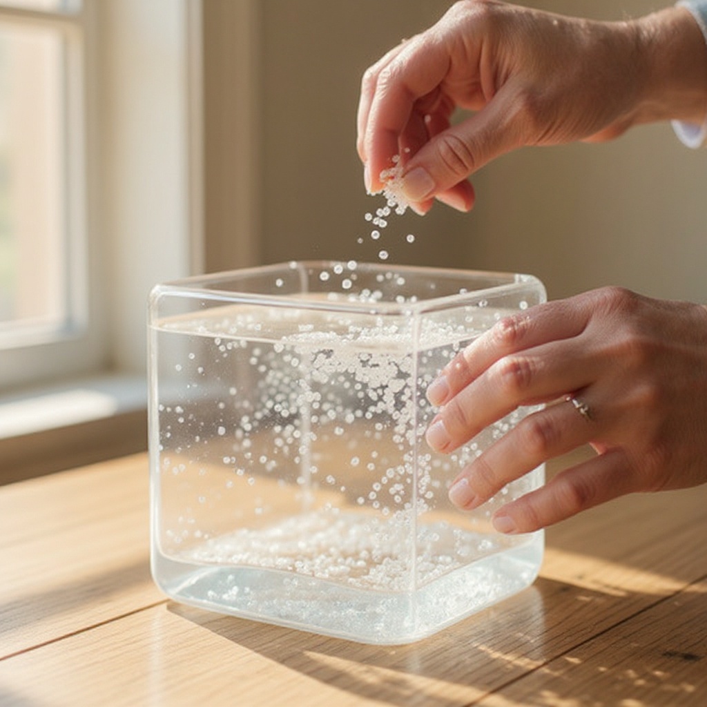 Step 6: Add the seed crystals to the solution. Do not stir after adding the seed crystal