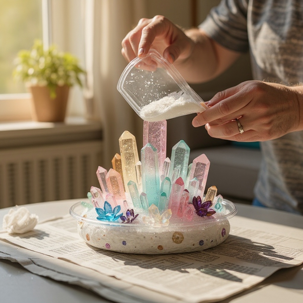 Step 3: Carefully pour the contents of the growing solution packet into your container o