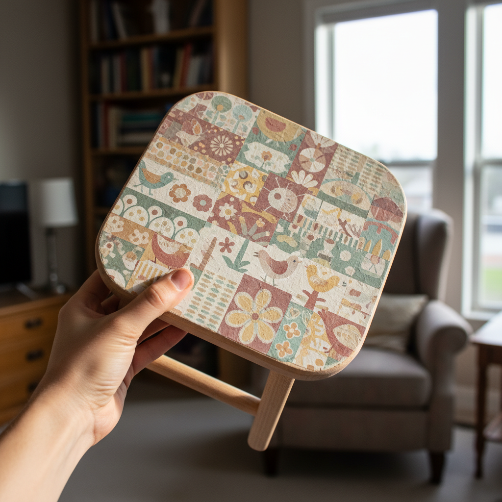Decoupage Furniture Makeover held in hand