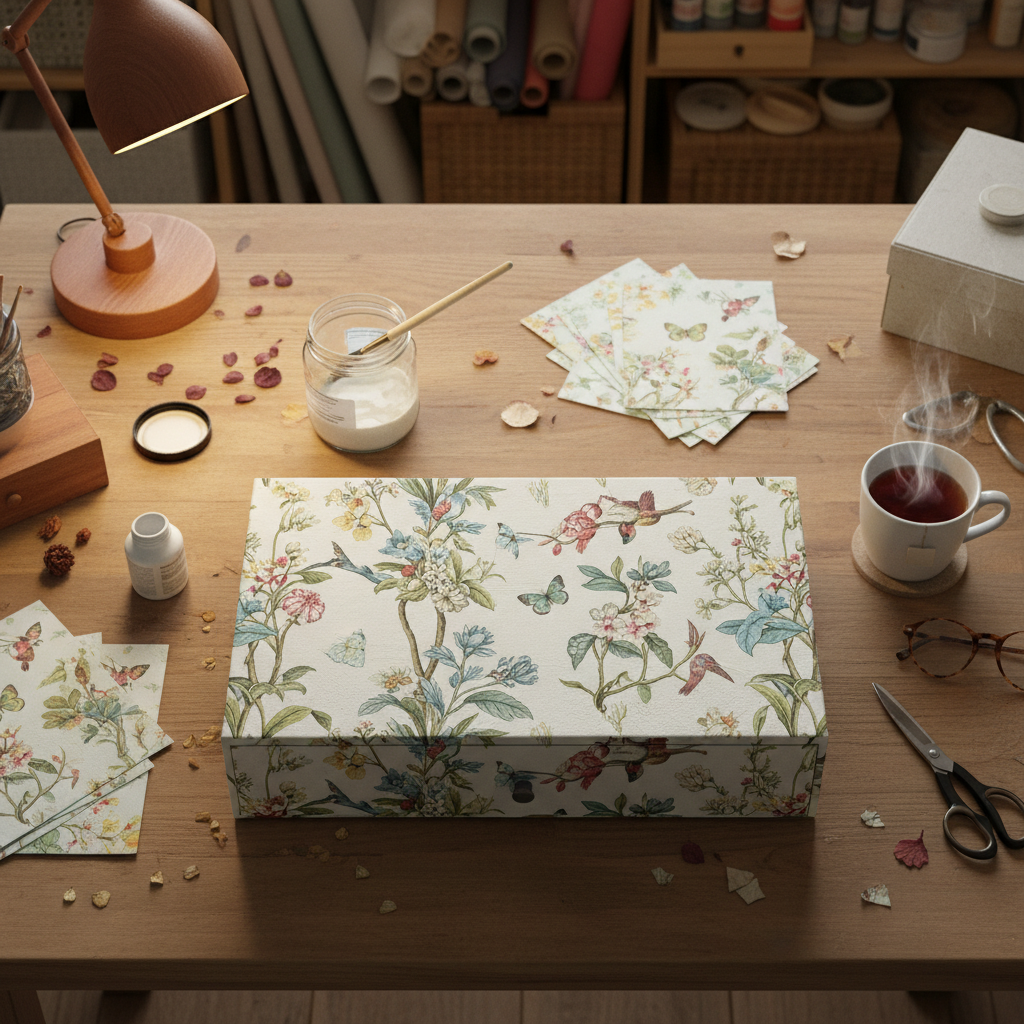 Multiple Decoupage Furniture Makeover crafts from above