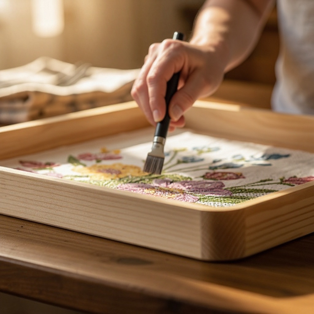 Step 7: Once the napkin is in place, apply another thin layer of Mod Podge over the enti