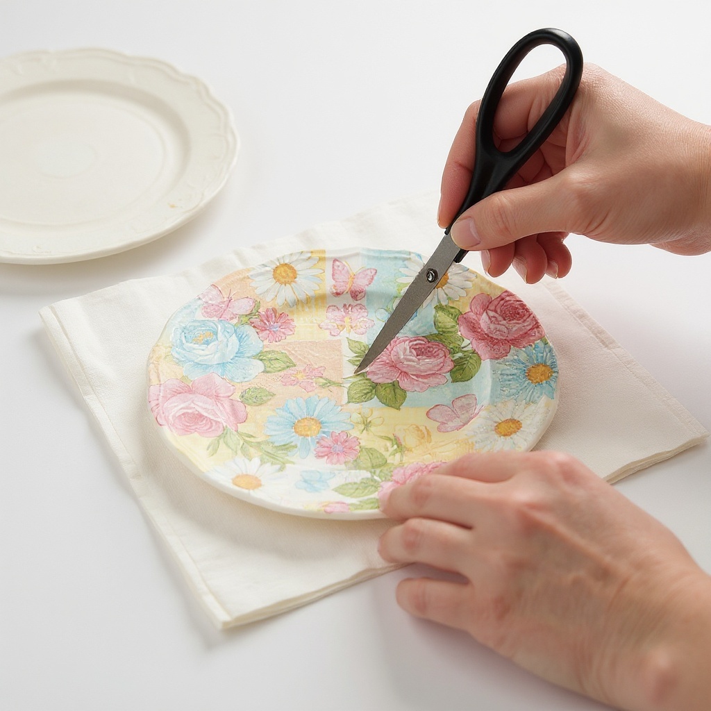 Step 1: Select your decorative paper napkin and carefully cut out the desired design or 