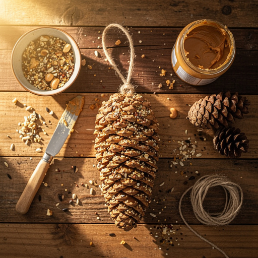 Multiple Pinecone Seed Feeder crafts from above