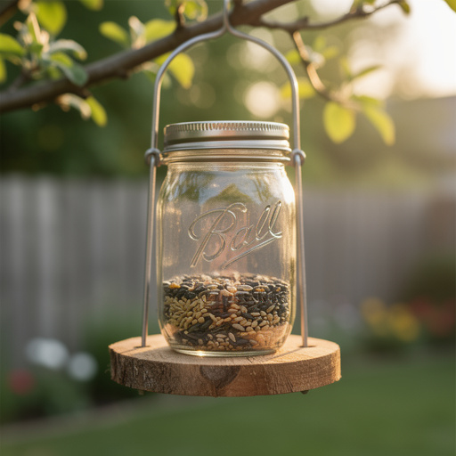 Mason Jar Seed Feeder