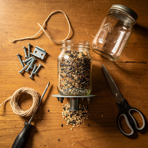 Multiple Mason Jar Seed Feeder crafts from above