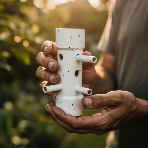 PVC Pipe Bird Feeder held in hand