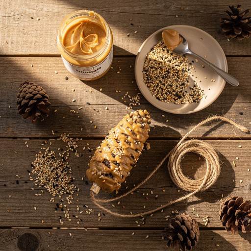 Multiple Pinecone Peanut Butter Feeder crafts from above
