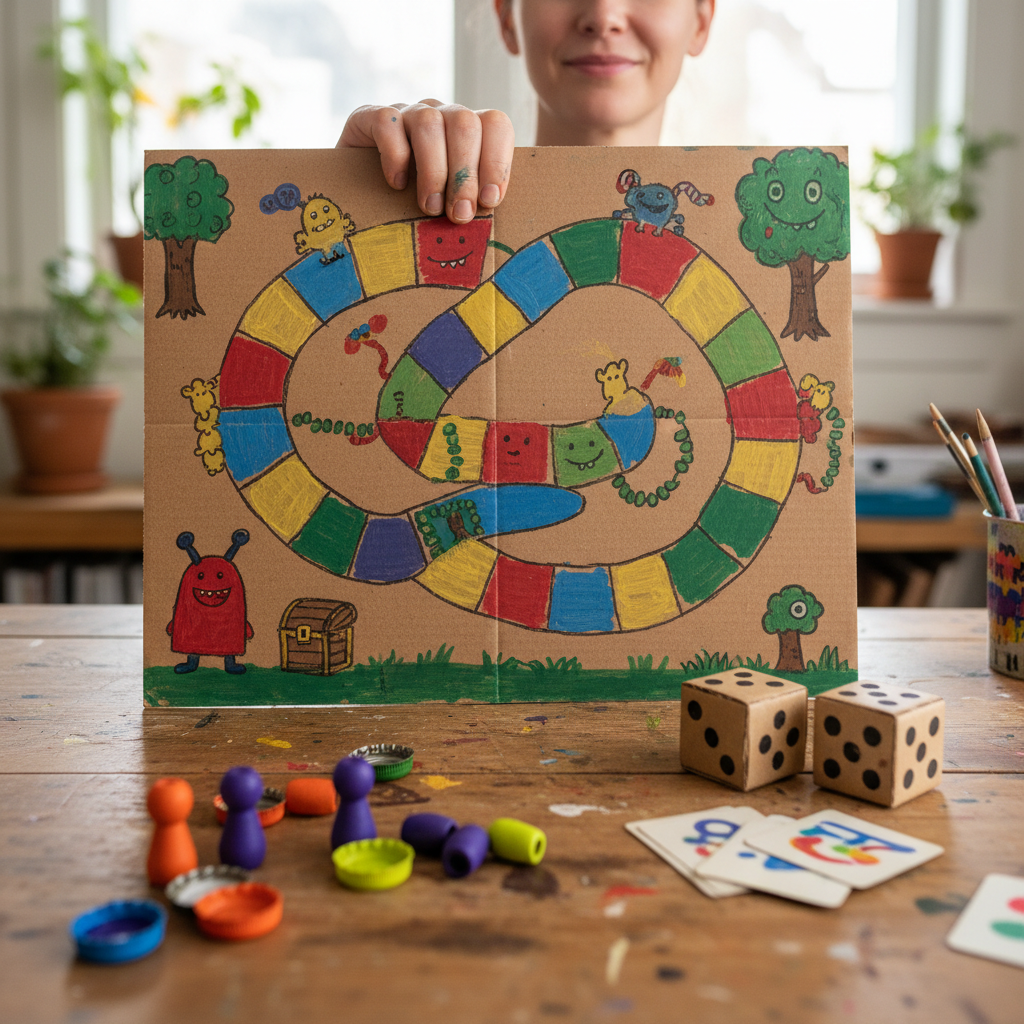 DIY Cardboard Board Games held in hand