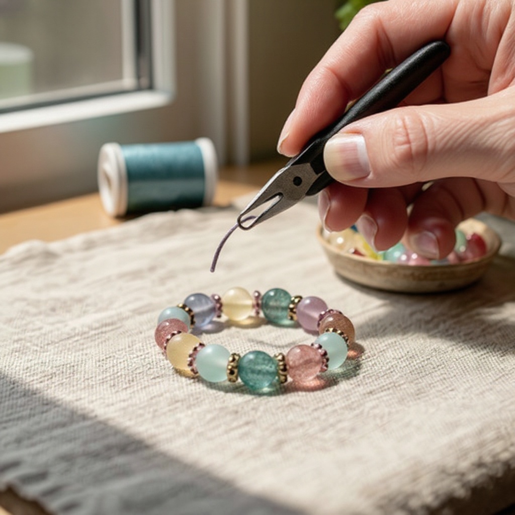 Step 6: Once satisfied with the bead arrangement, use round-nose pliers to create anothe