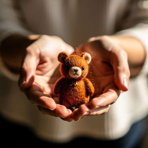 Felted Wool Mini Charms held in hand