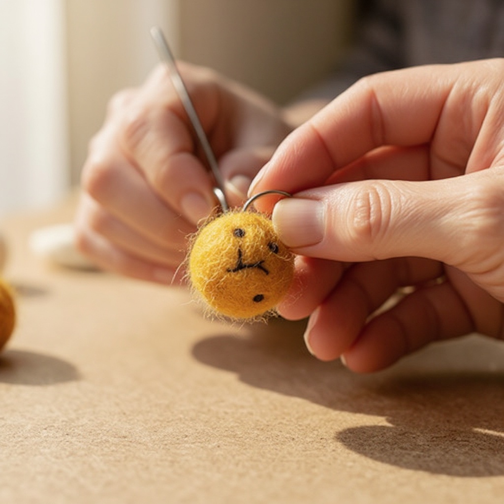 Step 8: Continue felting until the charm is firm and holds its shape well.