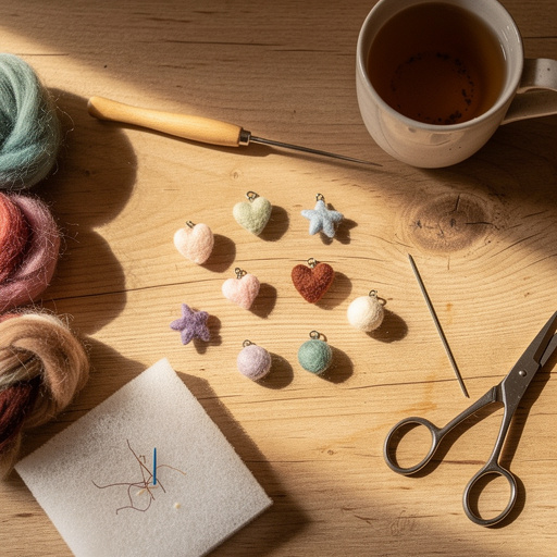 Multiple Felted Wool Mini Charms crafts from above