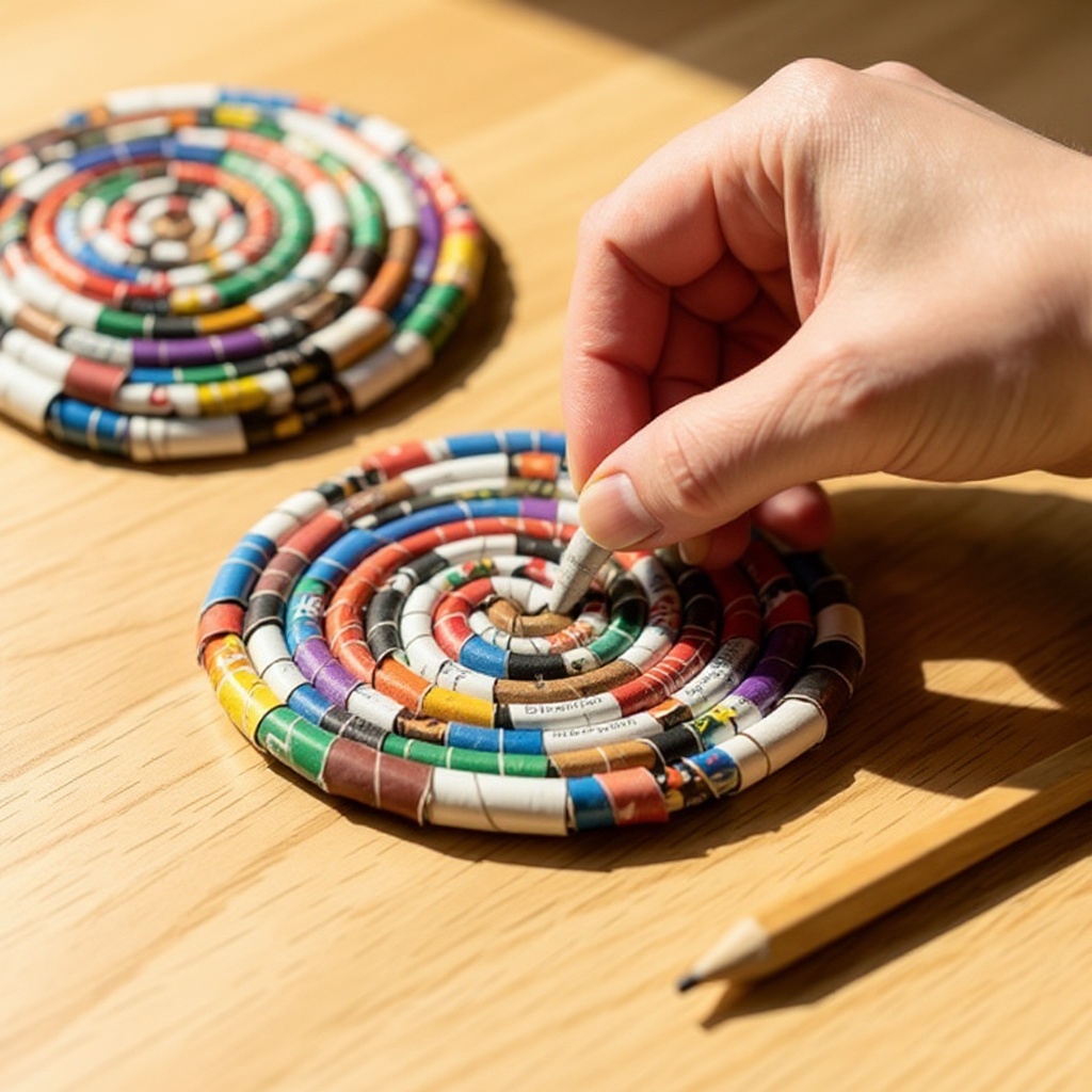 Step 3: Starting at one end, tightly roll the folded strip around a pencil or dowel rod.
