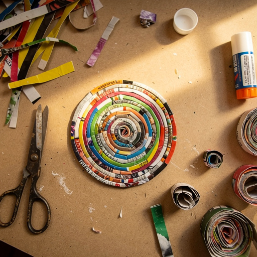 Multiple Recycled Magazine Coil Coasters crafts from above
