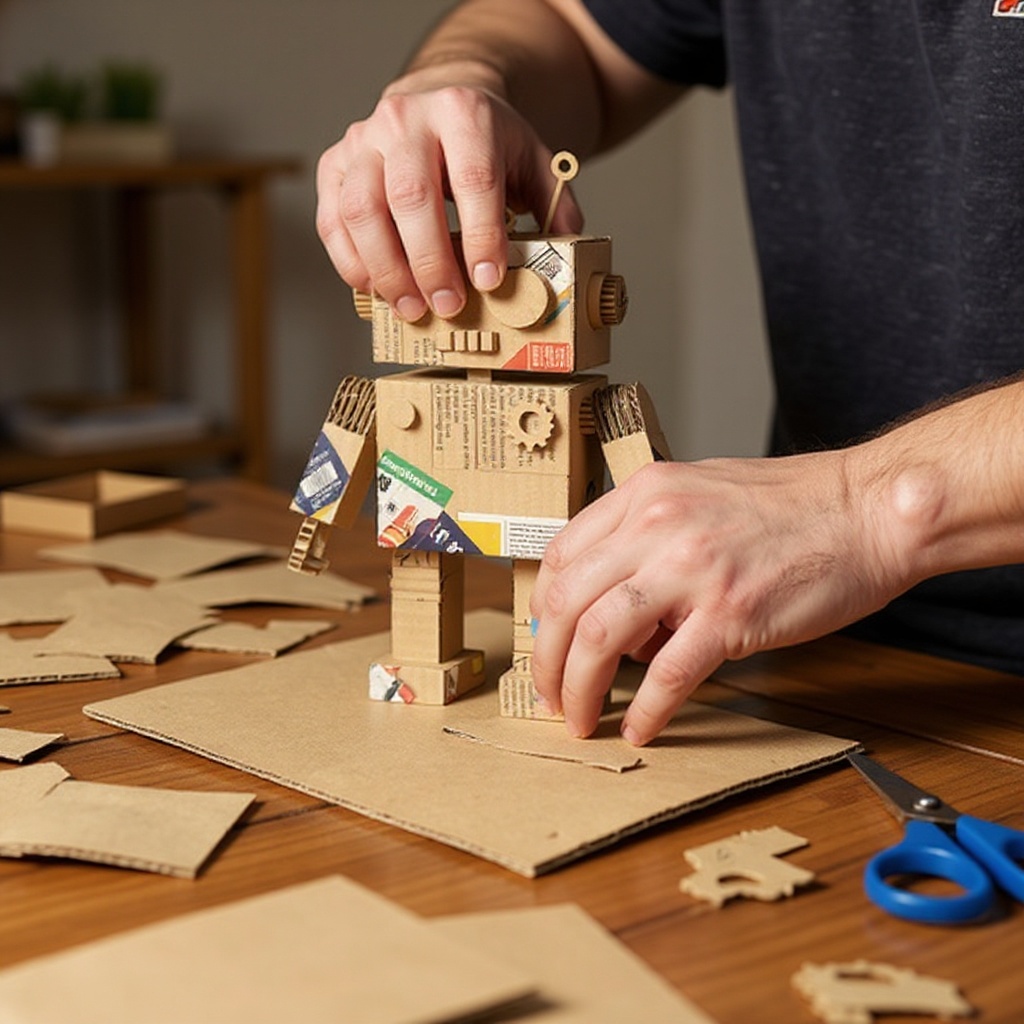 Step 2: Cut out a main rectangular or square piece for the robot's body.