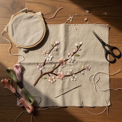 Multiple Embroidered Spring Blossom Branches crafts from above