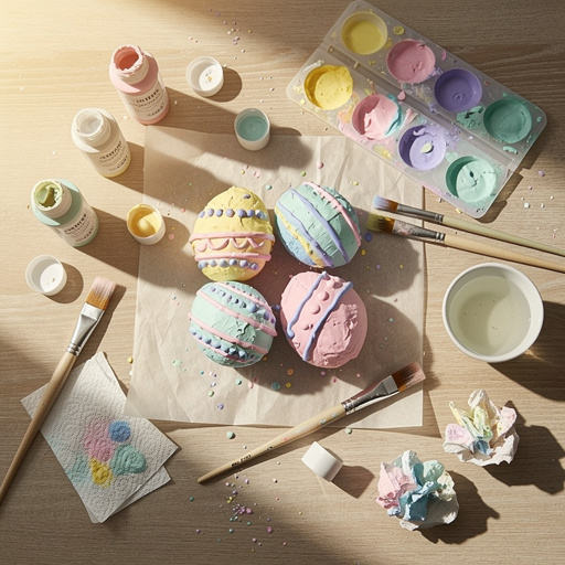 Multiple Painted Puffy Easter Eggs crafts from above