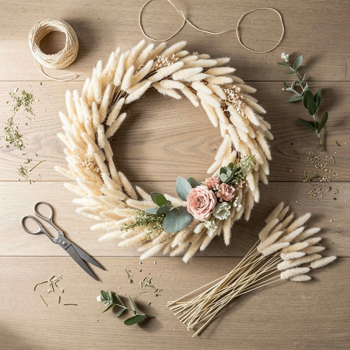 Multiple Bunny Tail Easter Wreath crafts from above