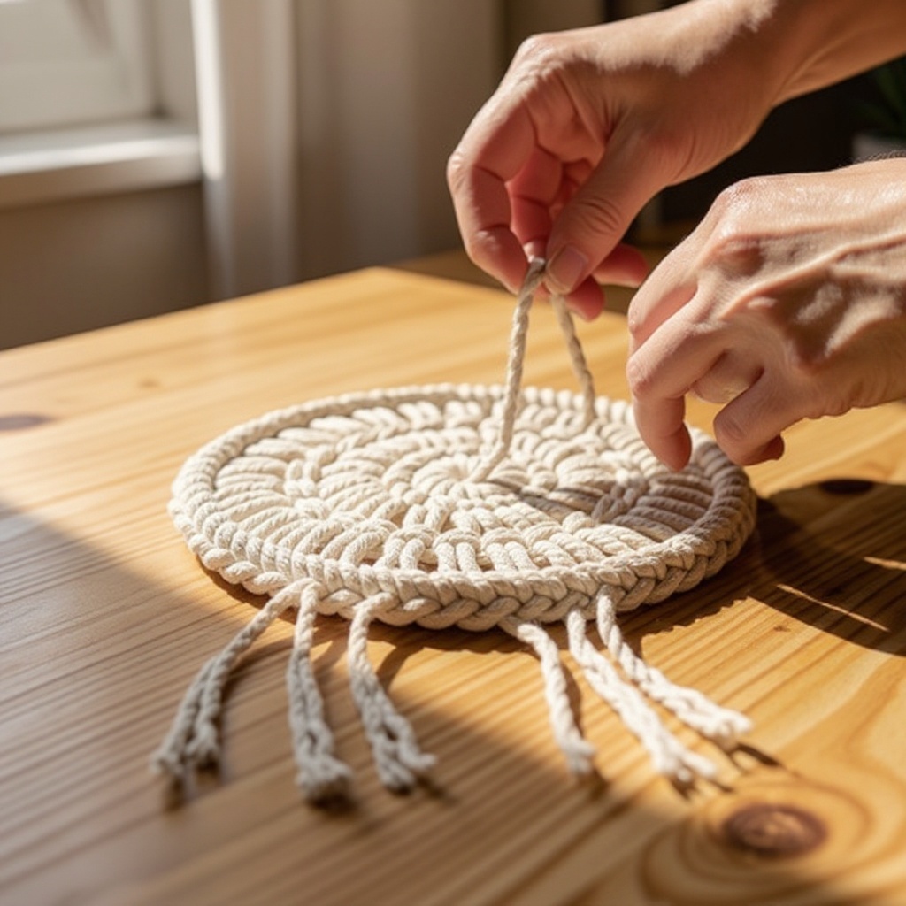 Step 2: Fold each cord in half to create a loop at the top.