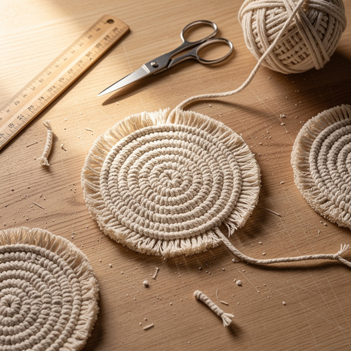 Multiple Macrame Cord Coasters crafts from above