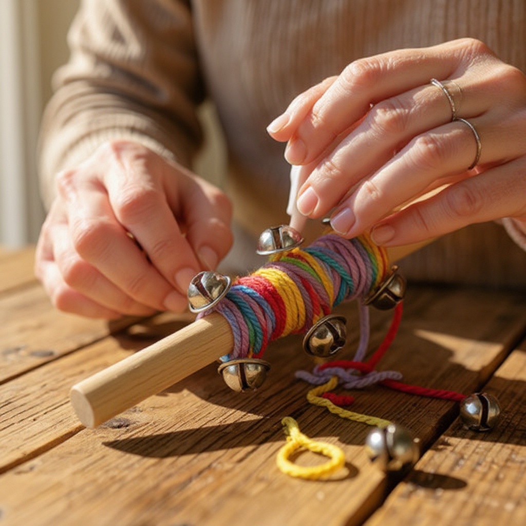 Step 5: Working quickly, especially if using hot glue, press the jingle bells firmly int