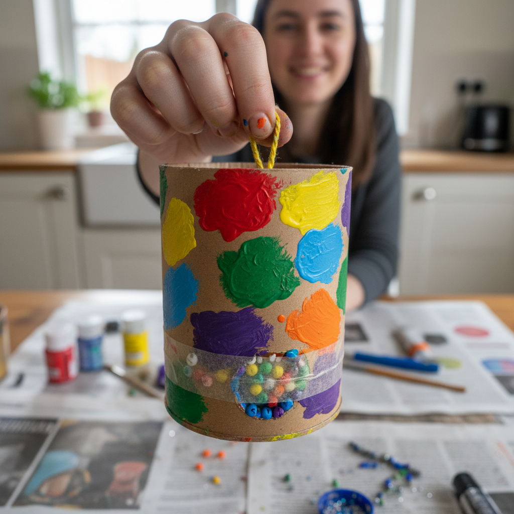 DIY Cardboard Shakers held in hand