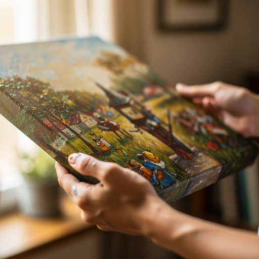 Custom Numbered Canvas Painting held in hand