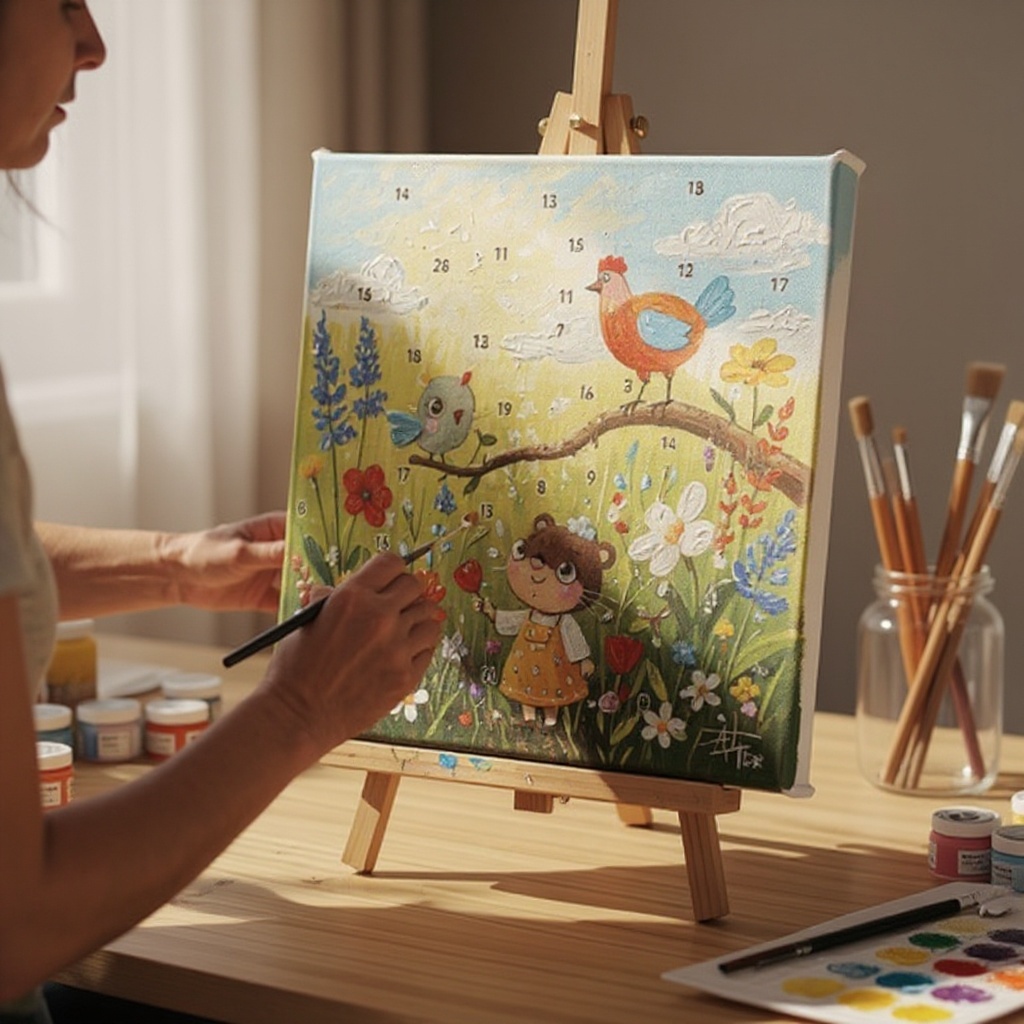 Step 8: Step 8: Continue painting, section by section, following your numbered key. Rins