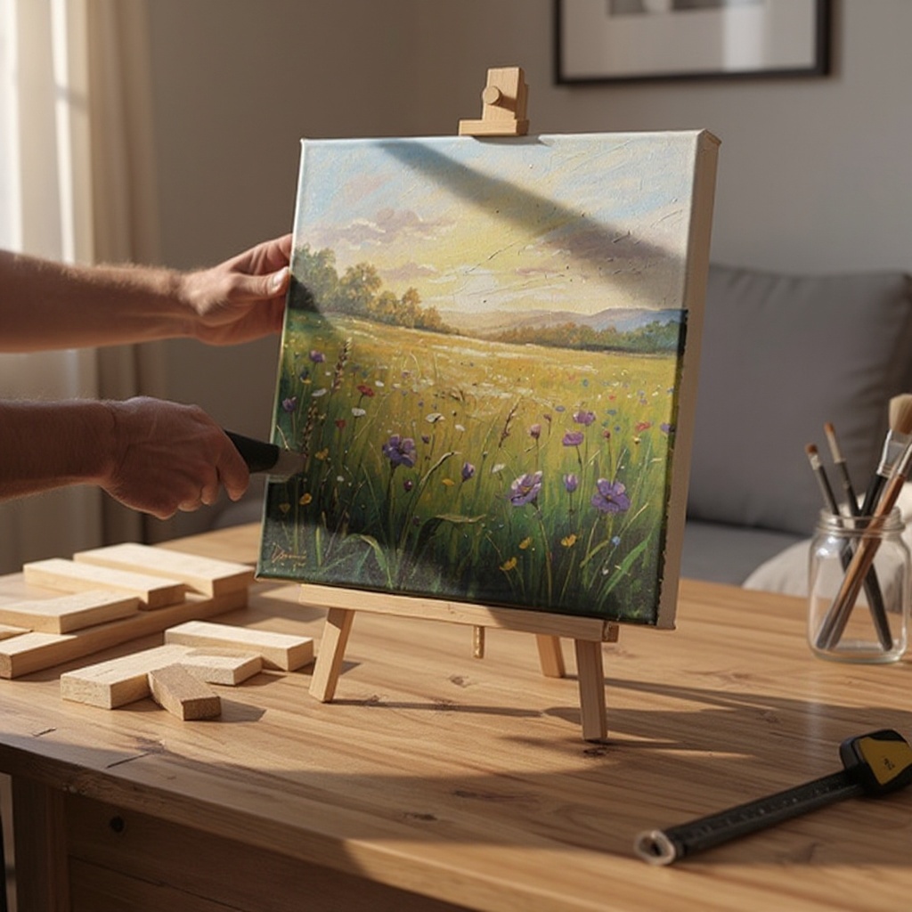 Step 1: Cut your 1x2 inch lumber to the desired dimensions for your canvas frame. For ex