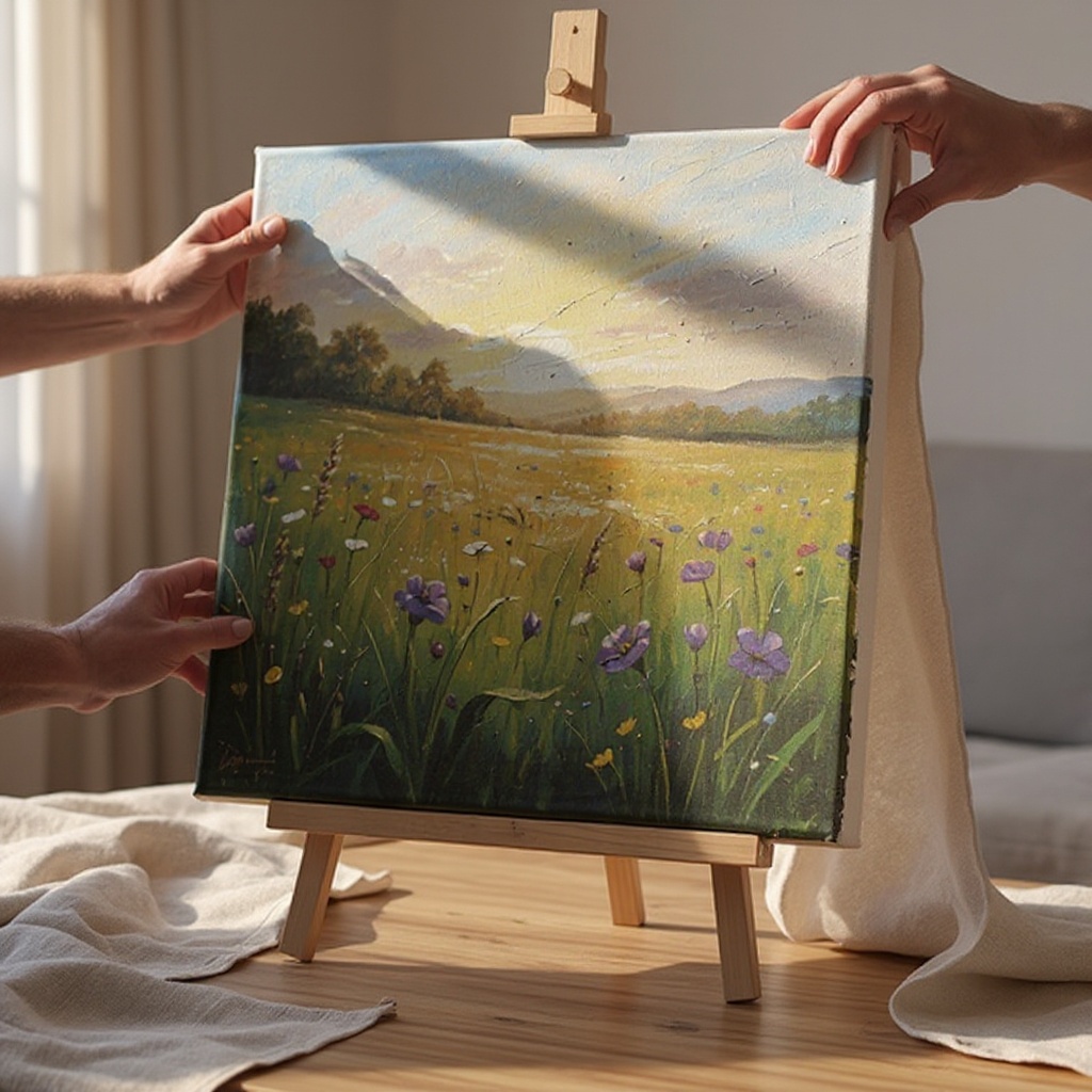 Step 6: Move to the opposite side of the frame and pull the fabric tightly across the fr