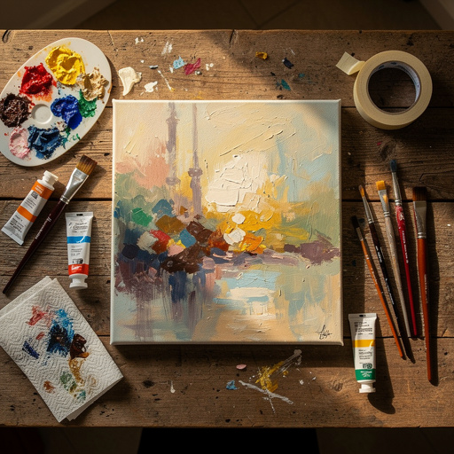 Multiple DIY Stretched Canvas Painting crafts from above