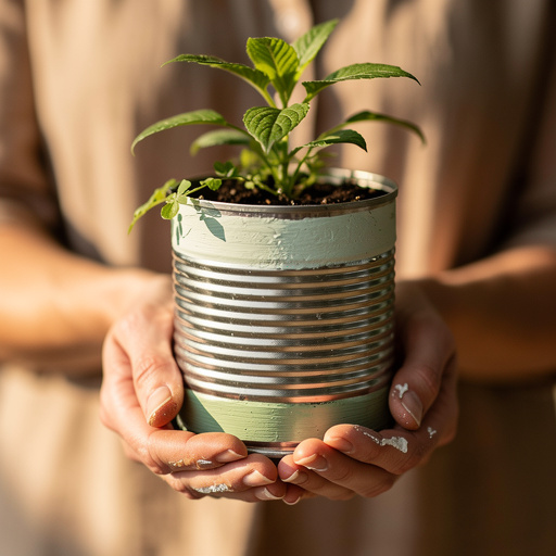 Tin Can Planter Makeover held in hand