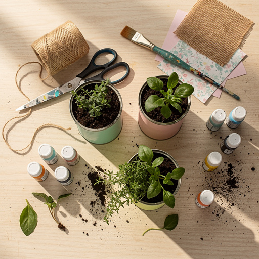 Multiple Tin Can Planter Makeover crafts from above