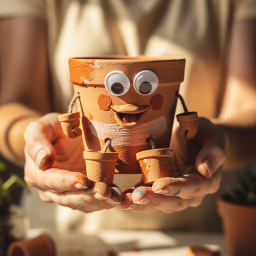 Terracotta Pot Planter Pals held in hand