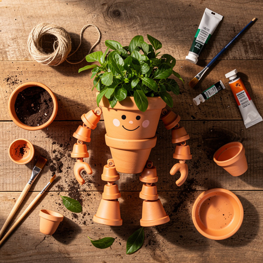 Multiple Terracotta Pot Planter Pals crafts from above